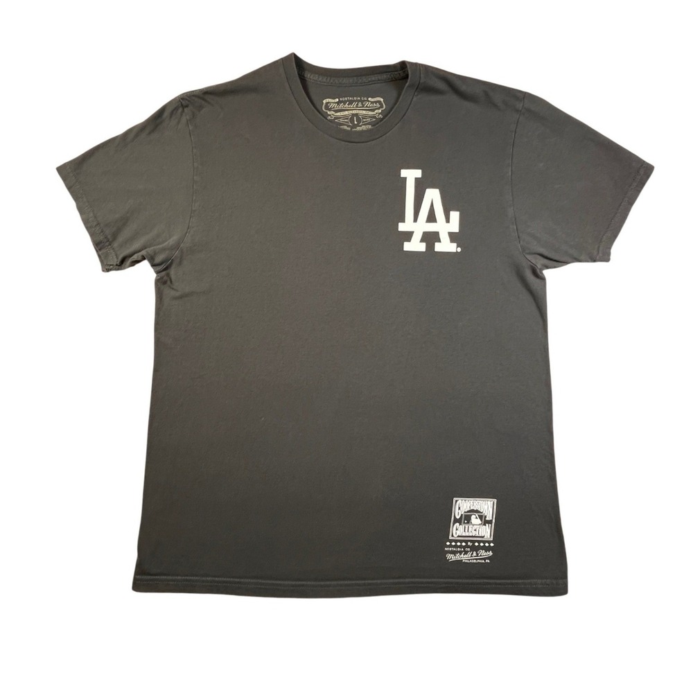 Mitchell Ness LA Dodgers Stadium‎ T Shirt Mens Large Cooperstown Gray MLB